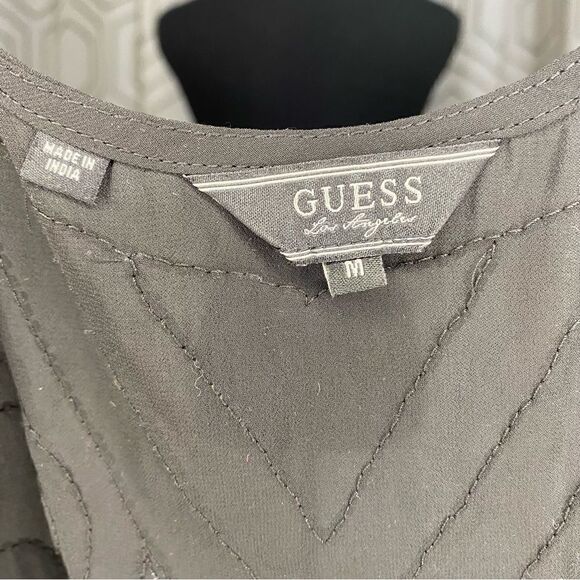 Guess sheer beaded sequined black tank top Size M - Picture 6 of 6